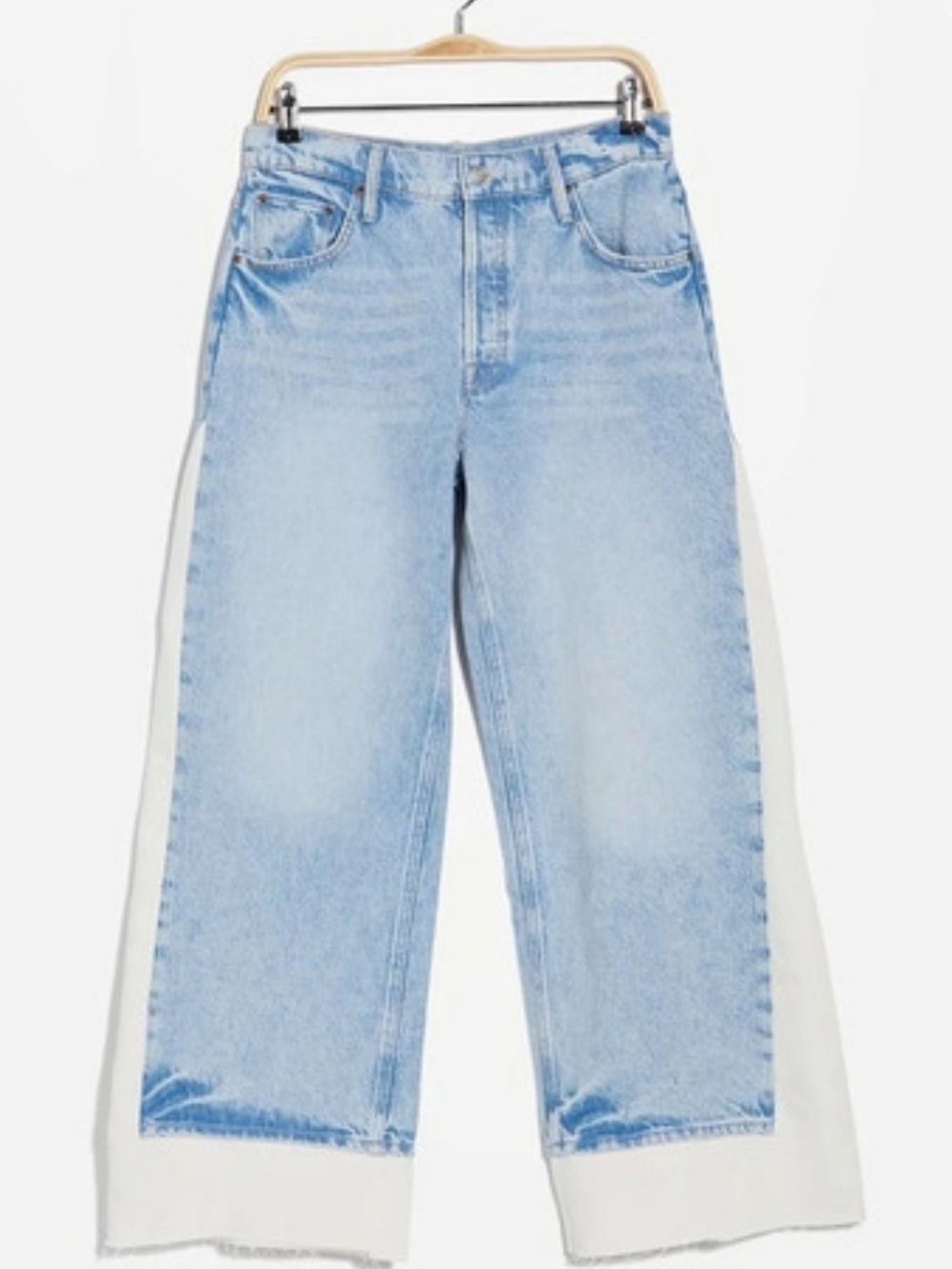 MOTHER Snaks Mid Rise Wide Leg Jeans in Blue And White Waist 30 - Picture 3 of 9